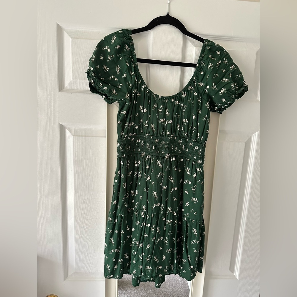 Hollister Dark Green Floral Dress